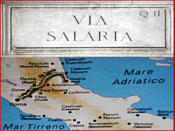 La via Salaria è la via consolare romana che da Roma porta al mar Adriatico. L 'attuale via Salaria segue ancora il tracciato della Salaria Nova, costruita ai tempi dell'imperato-re Nerva (96-99 d.C.).     