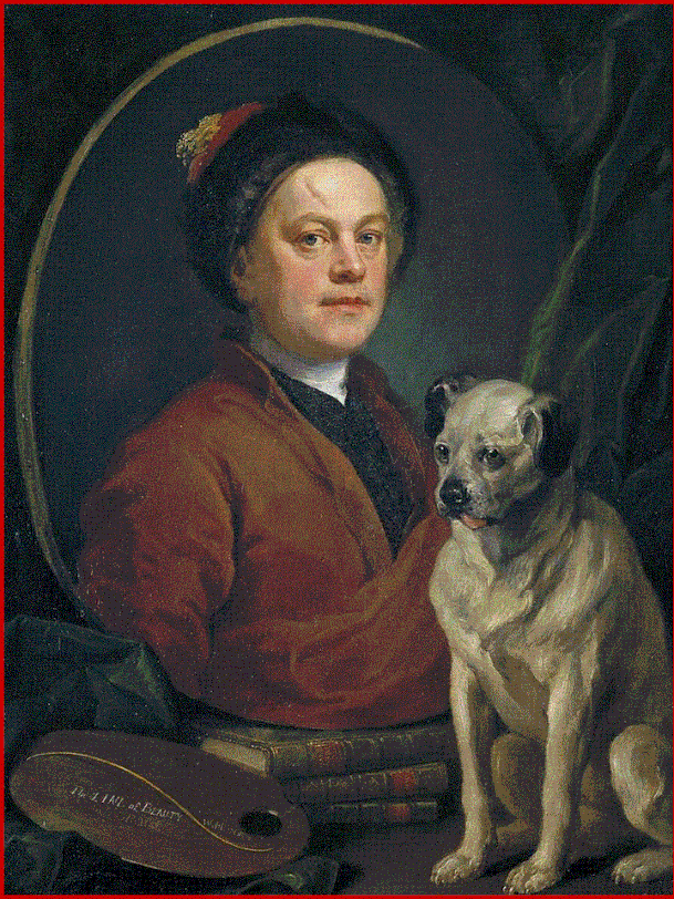 William Hogarth: "Autoritratto con il cane";olio su tela,cm 90 x 70, Tate Gallery, Londra.