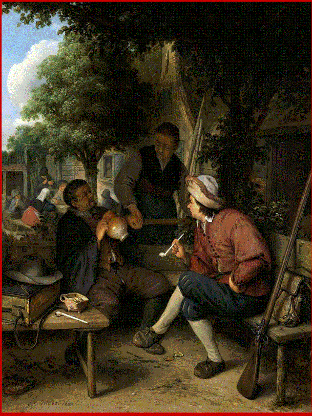 Adriaen van Ostade, o Adriaen Hendricx. " Lavoratori a riposo" del 1671, Rijksmuseum, Amsterdam.