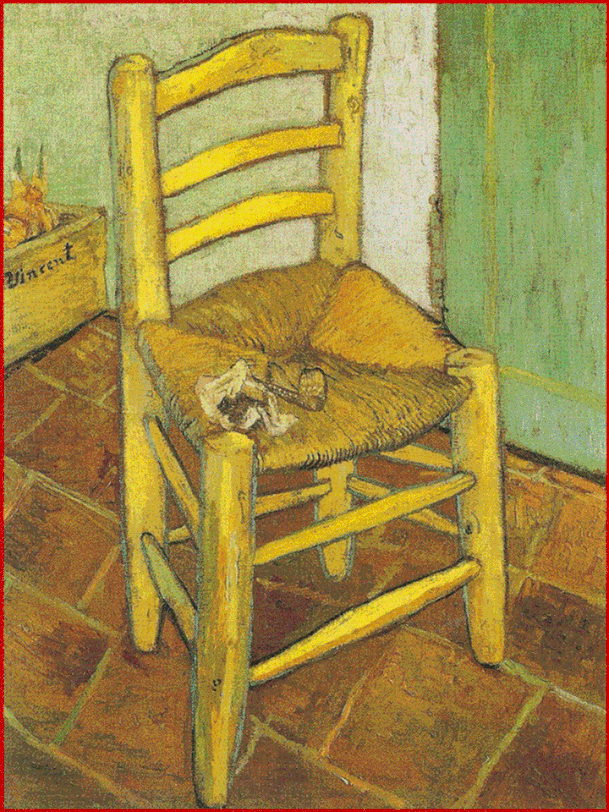 Vincent Van Gogh,1888. "La sedia" Tecnica olio su tela dimensioni 90,5×72,5 cm.Ubica-zione Van Gogh Museum, Amsterdam.