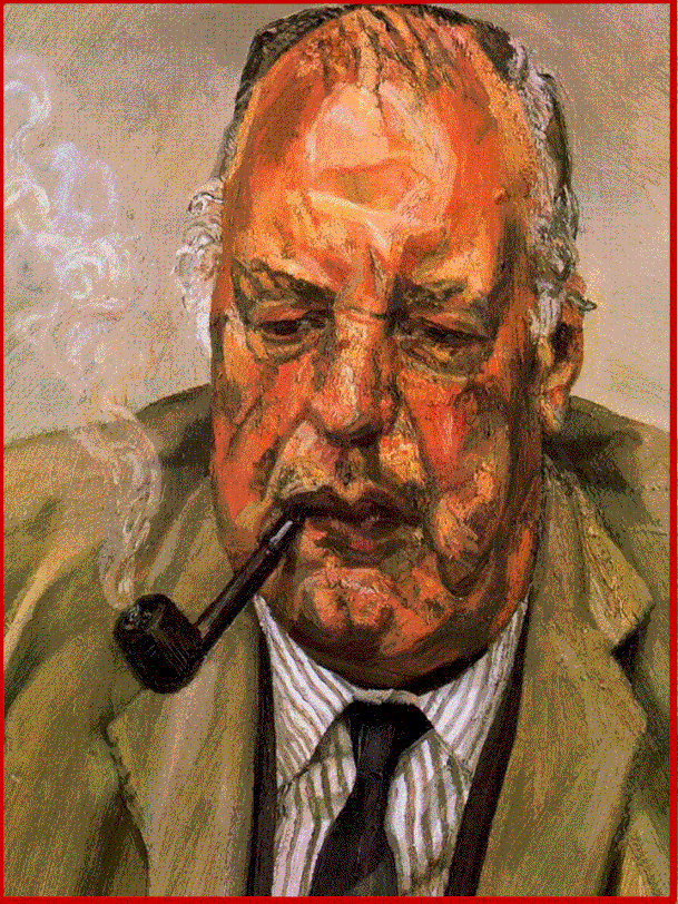 Lucian Freud (1922-2011):"Ritratto di uomo che fuma" del 1987. Ubicazione: Collezione privata..
