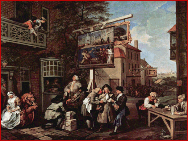William Hogarth (1697-1764)."La campagna elettorale" del 1754, olio su tela di 101,5 x 127. Soane's Museum Londra.