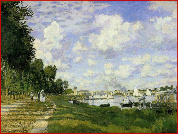 Claude Monet  (1840–1926):Le Bassin d'Argenteuil;datac irca 1872;olio su tela; dimensi-oni 60 cmx 80.5 cm. Collection Musée d'Orsay  Blue.