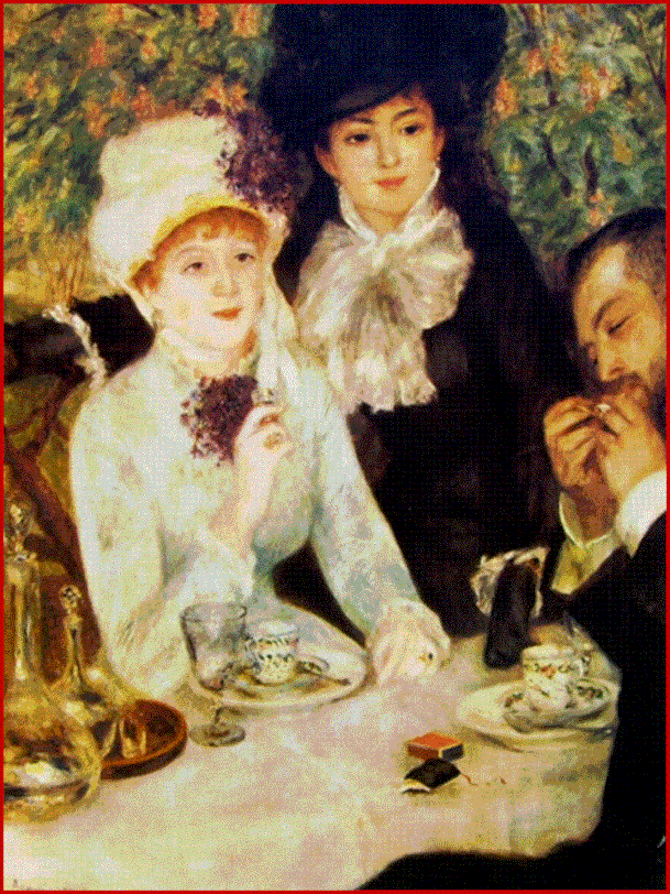 Renoir (1879) “La fine della colazione”  è un dipinto realizzato con tecnica ad olio su tela nel 1879, misura 100 x 82 cm. ed è custodito a Francoforte, Staedelsches Kunstinstitut.