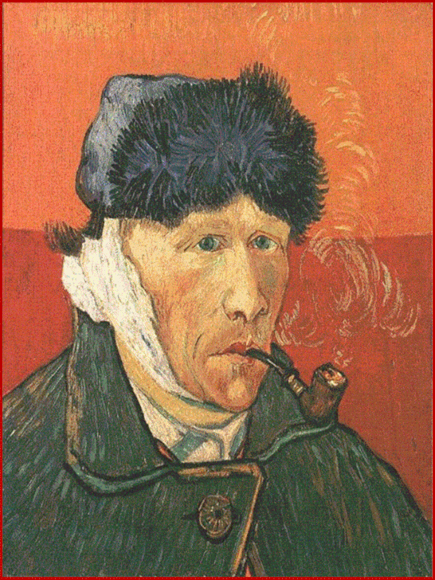 Vincent Van Gogh: "Autoritratto con orecchio bendato e pipa", 1889, Courtauld Gallery, Covent Garden, Londra, Gran Bretagna.