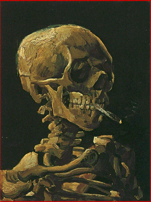 Vincent Van Gogh:"Teschio con sigaretta accesa",1885, Rijksmuseum Museum, Amster-dam.