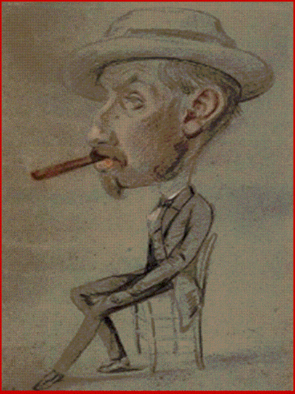Claude Monet Caricatura di uomo con grosso sigaro.