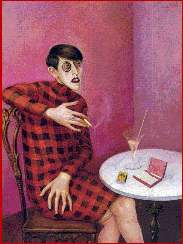 Otto Dix dipinto del 1926 initolato"Bildnis der Journalistin Sylvia von Harden".E' un im-portante esempio del movimento Nuova Obiettività.Ubicazione Musée National d'Art Mo- derne, Al Centre Georges Pompidou di Parigi. 