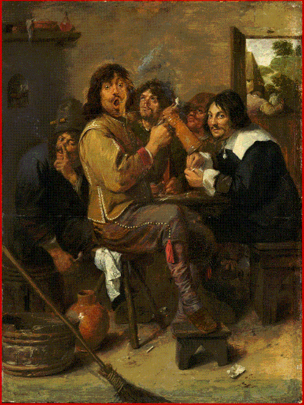 Adriaen Brouwer,nacque nel 1605 a Anversa e morì nella stessa città nel 1638:"I Fuma-tori e i Bevitori"  del 1636, Ubicazione Metro-politan Museum of Art, New York. 