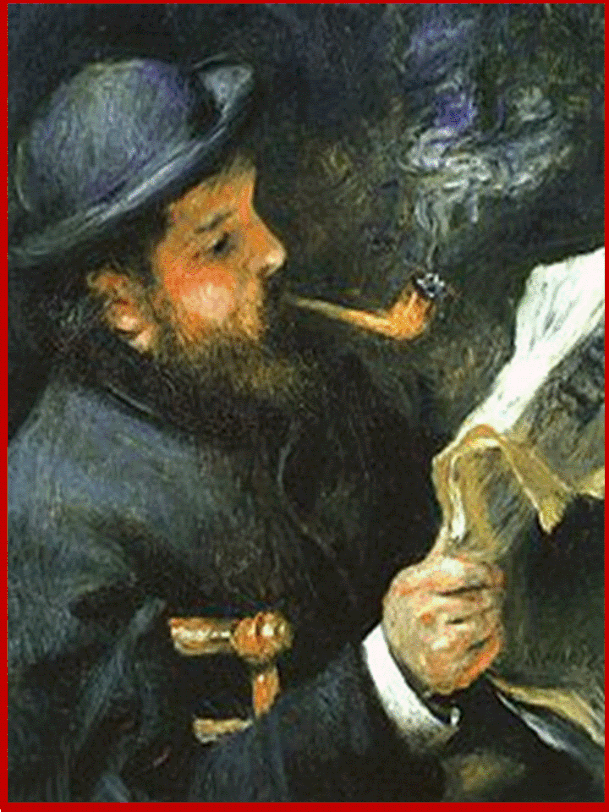 Piere Auguste Renoir:  "Monet che legge" del 1868. Olio su tela 61 x 50 cm. Museo Mar-mottan Monet, Parigi.