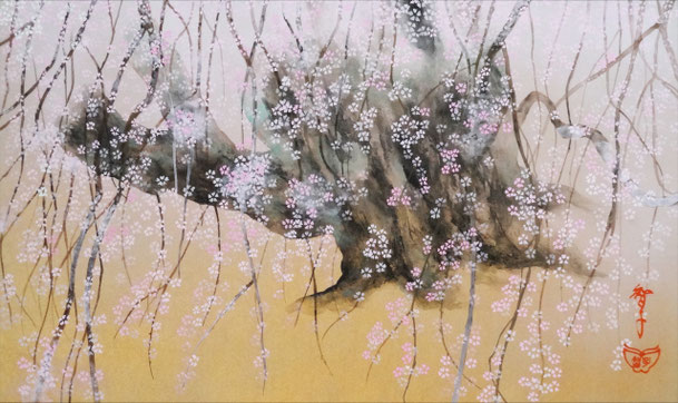 「美しき桜」 紙本岩彩 M8