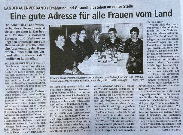 Am 17. September 2004 erschien im Zollernalbkurier der Artikel von Jessica Rombach, in dem erstmals explizit ALLE Frauen im Zollernalbkreis als potenzielle Mitglieder angesprochen wurden