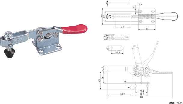 Waagrechtspanner Horizontalspanner mit waagrechtem Fuß CH-201-B CH-201-BI