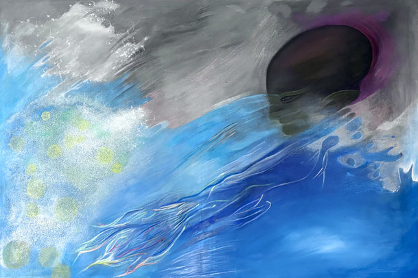 "Distant Presence" | Zeitschichtung 2019-2025, 150 x 100 cm, Leinwand.