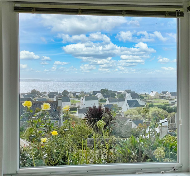 Ferienhaus Tal Ar Mor, Plouhinec, Bucht von Audierne, Ausblick aus dem Wintergarten auf die Bucht von Audierne 