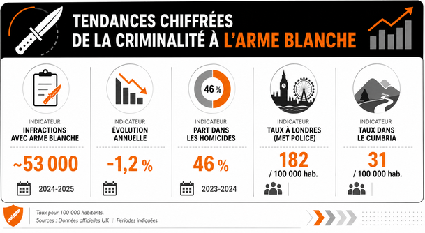 Tendances de la criminalité à l'arme blanche