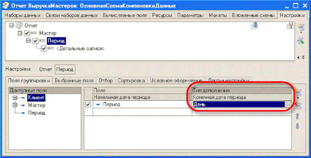 Рис. 5.37. Установка типа дополнения периода