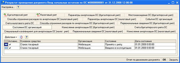 Рис. 4.36. Окно с информацией о проведении документа