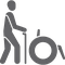 Icon Person mit Gehstock und Rollstuhl