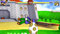 Yoshi gegen Luigi vor Peach's Schloss.