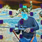 "Untitled" (Hunter 2 parts).  styrofoam blocks, acrylic paint on inkjet print,  frame. 22 x 28 inch.
