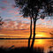 Autumn sunrise over Lake Mitchell. 