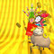 Sheep , NewYear's Ornaments And Shopping Cart On Golden Text Space　ひつじ,お正月飾りとショッピングカート　金のテキストスペース付