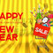 New Year's Ornaments, Shopping Cart, Greeting On Gold　正月飾り,ショッピングカート　金背景　賀詞付き　年賀はがき用