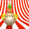 Front View Of Kadomatsu On Smile Sheep's Head On Striped Pattern Text Space ヒツジの頭にのっけた門松　正面図　紅白テキストスペース付