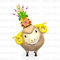 Front View Of Kadomatsu On Smile Sheep's Head　未の頭に乗っけた門松　正面図