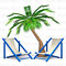 Palm Trees With Bench Chairs　ヤシの木とビーチチェア