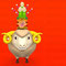 Front View Of Kadomatsu On Smile Sheep's Head On Red Text Space ヒツジの頭にのっけた門松　正面図　赤いテキストスペース付
