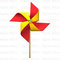 Front View Of Red Yellow Pinwheel　黄赤のかざぐるま　正面図