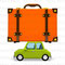 Side View Of Big Travel Luggage On Car　車に乗せた大きな旅行カバン　側面図