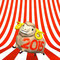 Front View Of 2015 Sheep On Striped Pattern Text Space　2015羊　正面図　紅白テキストスペース付