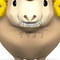 Face Of Smile Brown Sheep　笑顔の羊　顔のアップ タテ位置　年賀はがき用イラスト