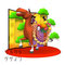 DecoratedHorseWithFoldingScreen　正月飾りをつけた馬と金屏風