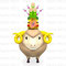 Front View Of Kadomatsu On Smile Sheep's Head　未の頭に乗っけた門松　正面図