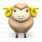Front View Of Smile Brown Sheep　笑顔の羊　正面図
