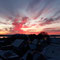 Blick aus dem Fenster- Sonnenaufgang im Winter