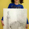 "Натюрморт с большой круглой коробкой", 50*60 см, карандаш, первый взрослый рисунок