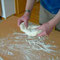 preparing dough for oven