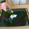 preparing baking tray with olive oil