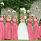 Bridesmaids in Rosa mit Braut · Hochzeit Ostwestfalen · harmonische & farbige Gruppenaufnahme