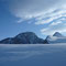 Blick vom Colle del Lys in Richtung Dufourspitze links und Zumsteinspitze (Hintergrund) rechts.