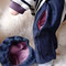 Ringeljerseytunika m. Känguruhtasche u. Armbündchen, Pumphose (Jeans) m. Bauch- und Beinbündchen und seitlichen Taschen, gefütterte Schirmkappe (Jeans)