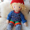 Leon - 40er Größe - Juni 2017 - goldblondes Bouclé Mohair, leuchtend blaue Augen m. Lichtpunkten, Augenbrauen, Ohren, Grübchen, Shirt mit Bauchtasche, Krempelhose m. seitl. Eingrifftaschen