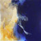 Terres mêlées – Bleu, 2010. Encre de Chine, pigments et sable sur toile, format : 50 x 50 cm.