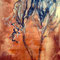 Arbre à Lithica 1 - peinture sur toile libre - pigments, encre de chine et sable - format 90cml x 140cm H