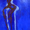Allegria – Outremer, 2011. Peinture sur toile libre, pigments et sable. Format : 100 x 250 cm.